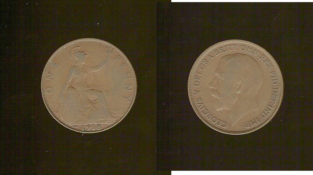 English penny 1918KN aVF